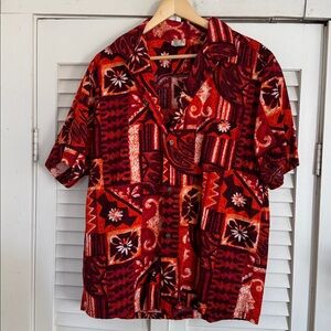 Vintage 60s 70s Hawaiian Surf Shirt by Pacific Made in Hawaii Brass Buttons XL